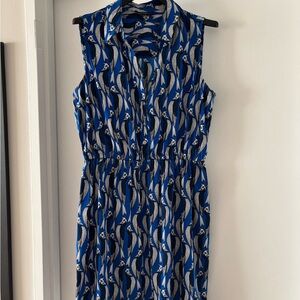 Sleeveless Printed Shirt Dress